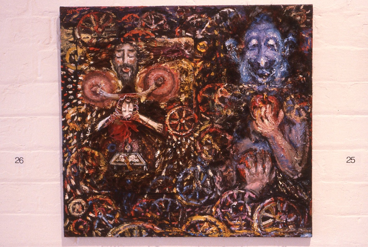 Merrin Eirth, Instinct and Rationale 2, 1985-86, mixed media, 60x65cm. Photo Courtesy of Gertrude Archive.