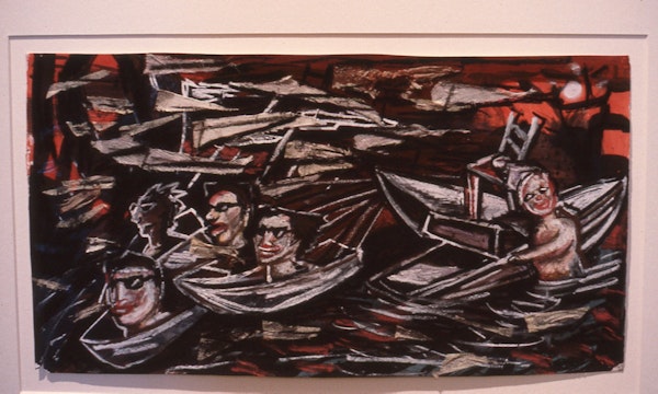 Merrin Eirth, The Second Fleet, 1985-86, mixed media, 27x51cm. Photo Courtesy of Gertrude Archive.