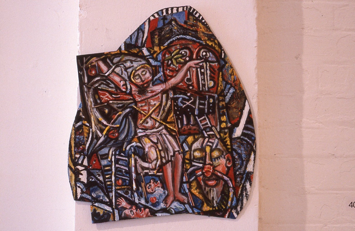 Merrin Eirth, Taking the Plunge, 1985-86, mixed media, 55x48cm. Photo Courtesy of Gertrude Archive.