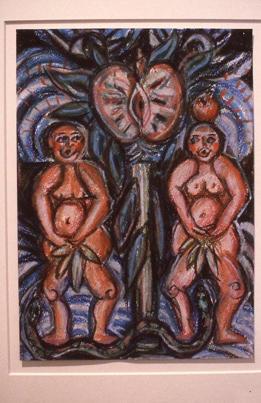 Merrin Eirth, The Eve and Adam, 1985-86, dry pastel, 27.5x22cm. Photo Courtesy of Gertrude Archive.