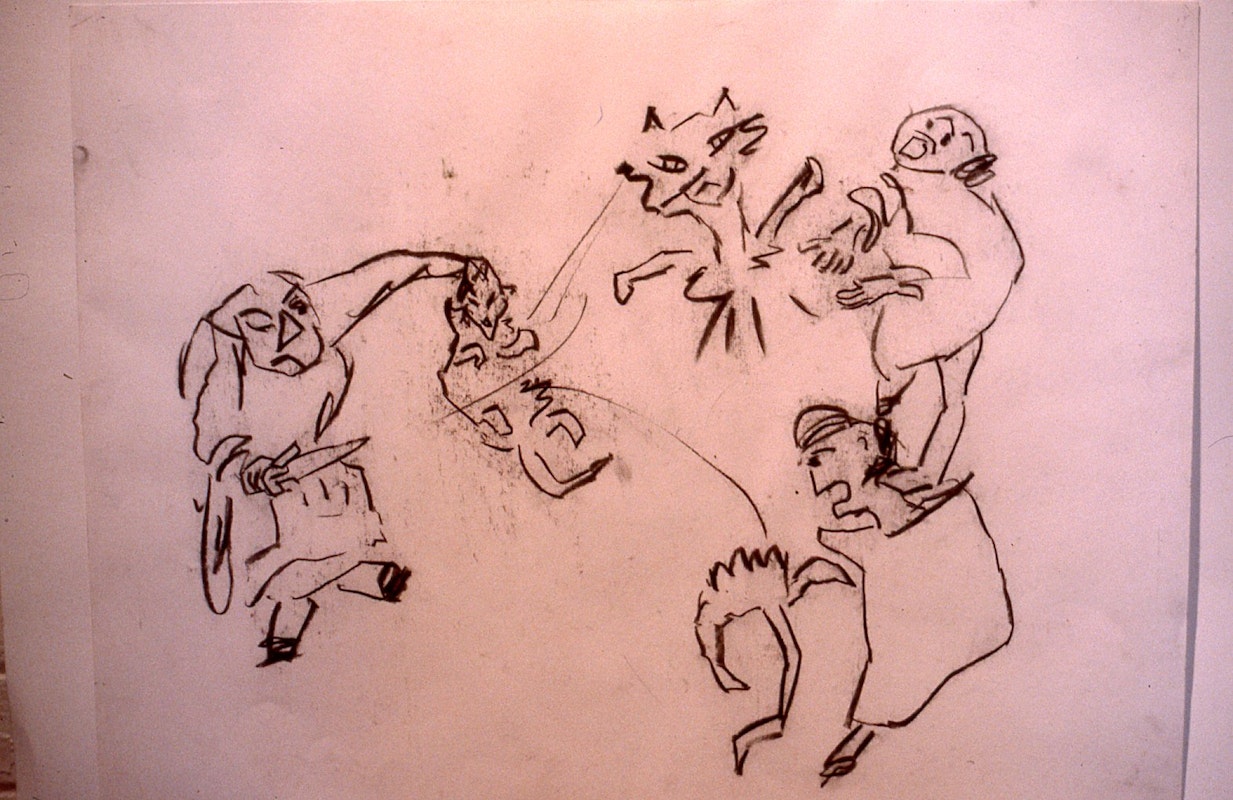 Merrin Eirth, After a Zen Tai, 1985-86, charcoal 50x64cm. Photo Courtesy of Gertrude Archive.