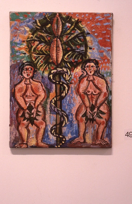 Merrin Eirth, Oh Adam and Oh Eve!, 1985-86, oil on linen, 30x40cm. Photo Courtesy of Gertrude Archive.
