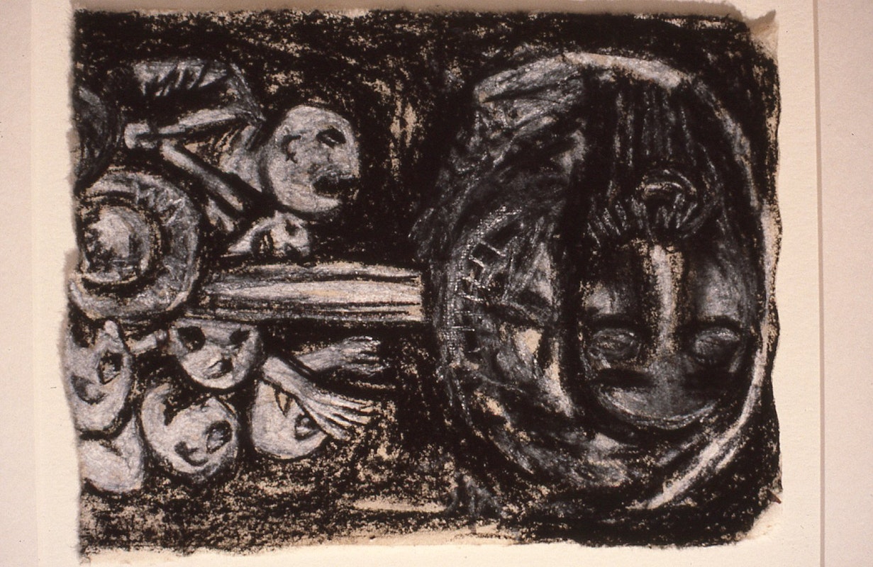 Merrin Eirth, Something Up There, 1985-86, charcoal/conte, 23x30cm. Photo Courtesy of Gertrude Archive.