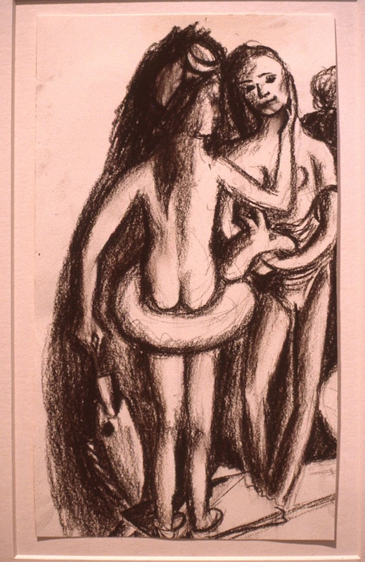 Merrin Eirth, Two Sisters, 1985-86, conte, 17x29.5cm. Photo Courtesy of Gertrude Archive.