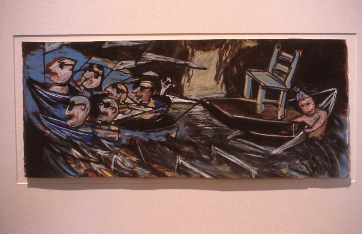 Merrin Eirth, The Second Fleet, 1985-86, dry pastel, 24x55cm. Photo Courtesy of Gertrude Archive.