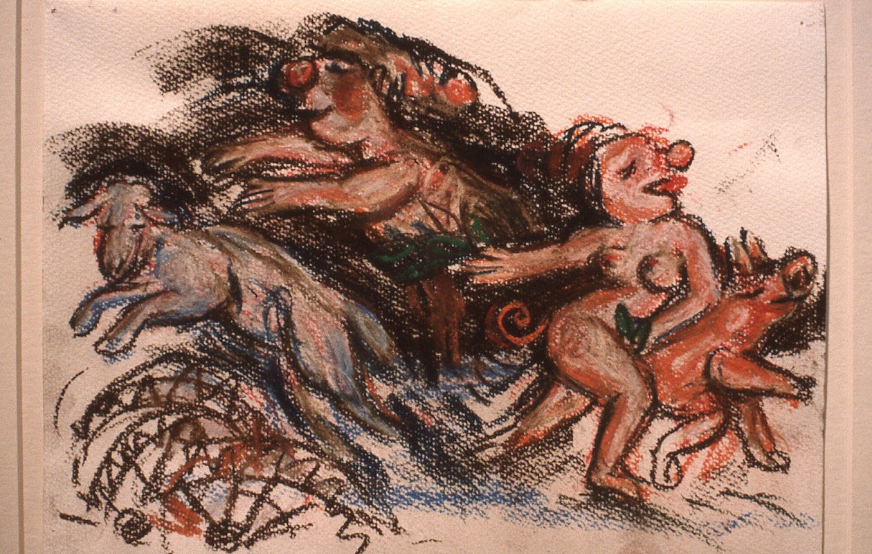 Merrin Eirth, Catch Me If You Can, 1985-86, dry pastel, 21x29.5cm. Photo Courtesy of Gertrude Archive.