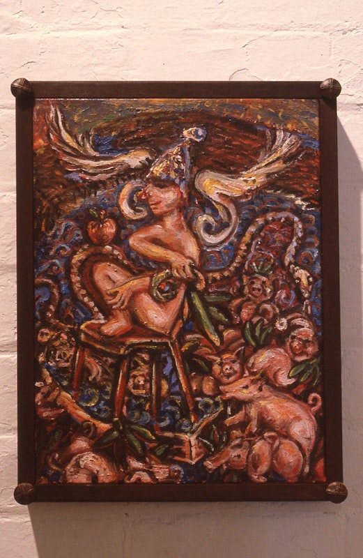 Merrin Eirth, The Vulgar Boatwoman 1, 1985-86, oil on linen, 30x40cm. Photo Courtesy of Gertrude Archive.