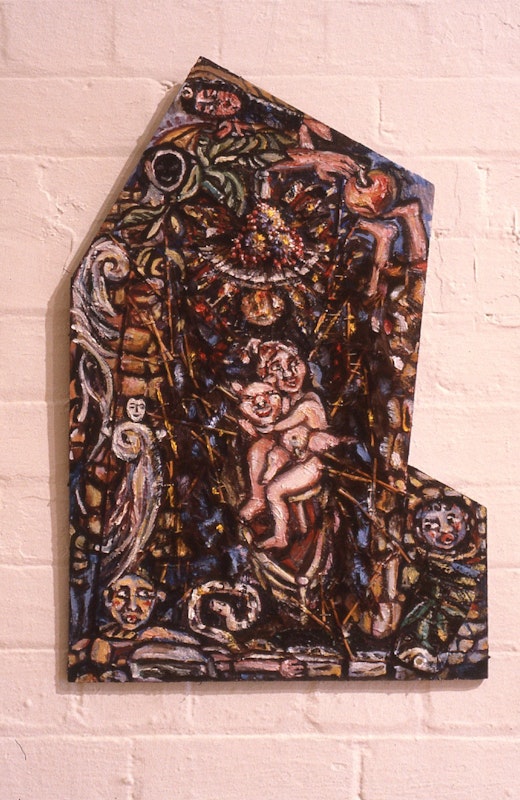 Merrin Eirth, What Paradise, 1985-86, mixed media, 65x39cm. Photo Courtesy of Gertrude Archive.