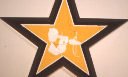 Craige Andrae, Star Decor, 1988, three individual units, synthetic polymer paint on polystyrene and wood, each unit 160 x 160cm. Copyright and courtsey the artist.