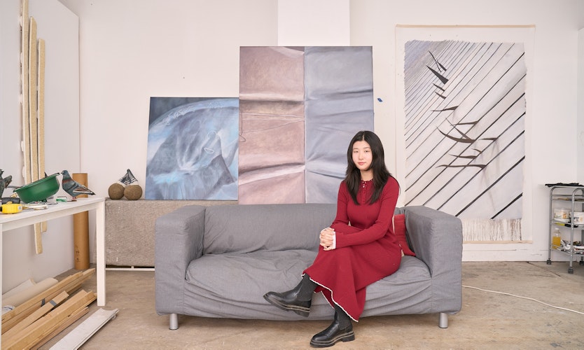 Studio portrait of Gertrude Studio Artist Yusi Zang, Gertrude Contemporary, 2024. Photography: Machiko Abe.