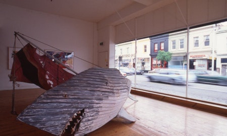 Anton Hassell, Shark Boat, 1986, wood, 350x450x123cm. Photo courtesy of Gertrude Archive.