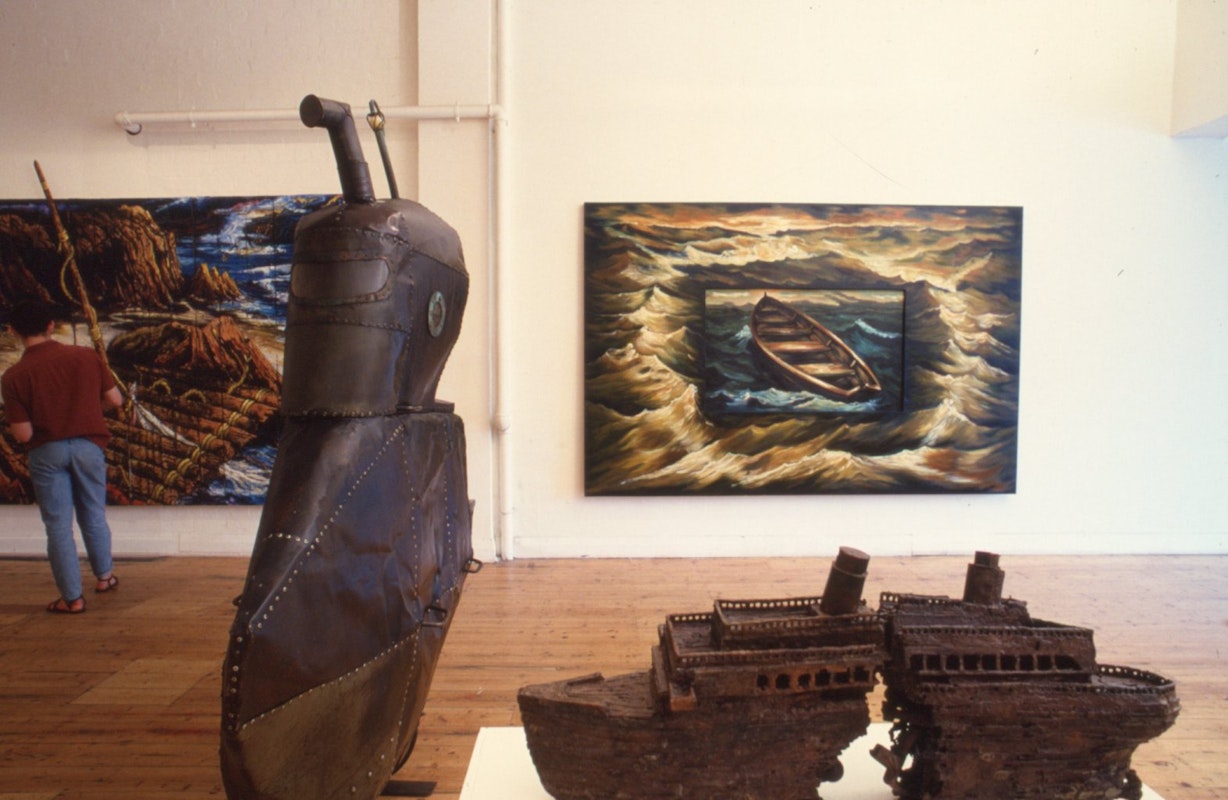 Installation view of Shipwrecked, curated by Memory Holloway, 1986. Photo courtesy of Gertrude Archive.