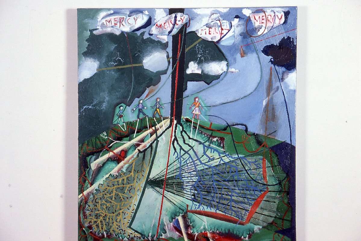 Gregory Pryor, Four Mercy Clouds, 1984, oil on canvas, 61x55.5cm. Image provided courtesy of Gertrude Archive.