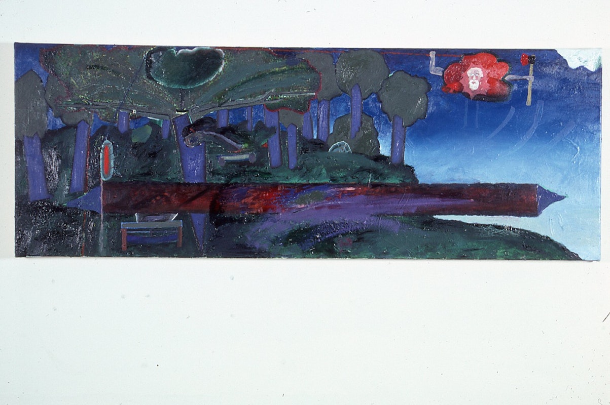 Gregory Pryor, The Woodchoppers Return, 1984, oil on canvas, 40.3x111.5cm. Image provided courtesy of Gertrude Archive.