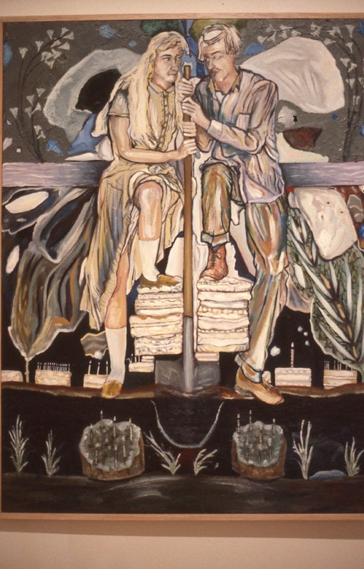 Gregory Pryor, Cakes and Shovels, 1986, oil on canvas, 101.5x76cm. Image provided courtesy of Gertrude Archive.