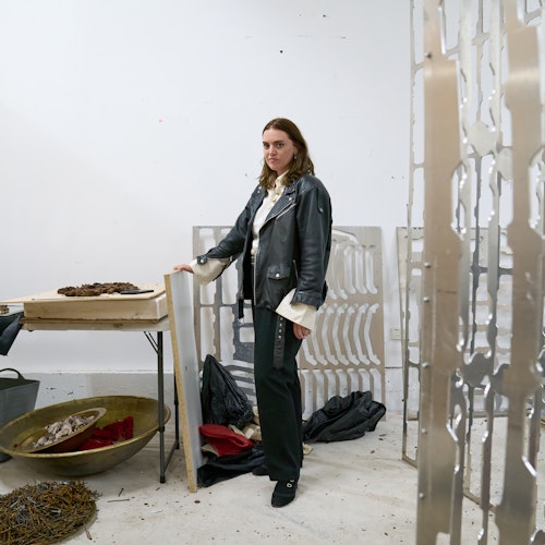 Studio portrait of Tara Denny onsite at Gertrude Contemporary. Photo: Machiko Abe.