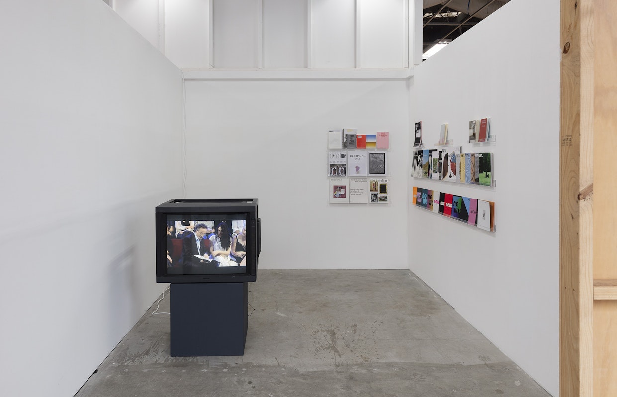 Danielle Freakley, Quote Generator Compilation 2007-2010, installation view, Of Stadiums and Construction Sites (Ne change rien pour que tout soit différent), Gertrude Contemporary, Naarm Melbourne, 2025, video of live social practice, image courtesy and © the artist, photograph: Christian Capurro