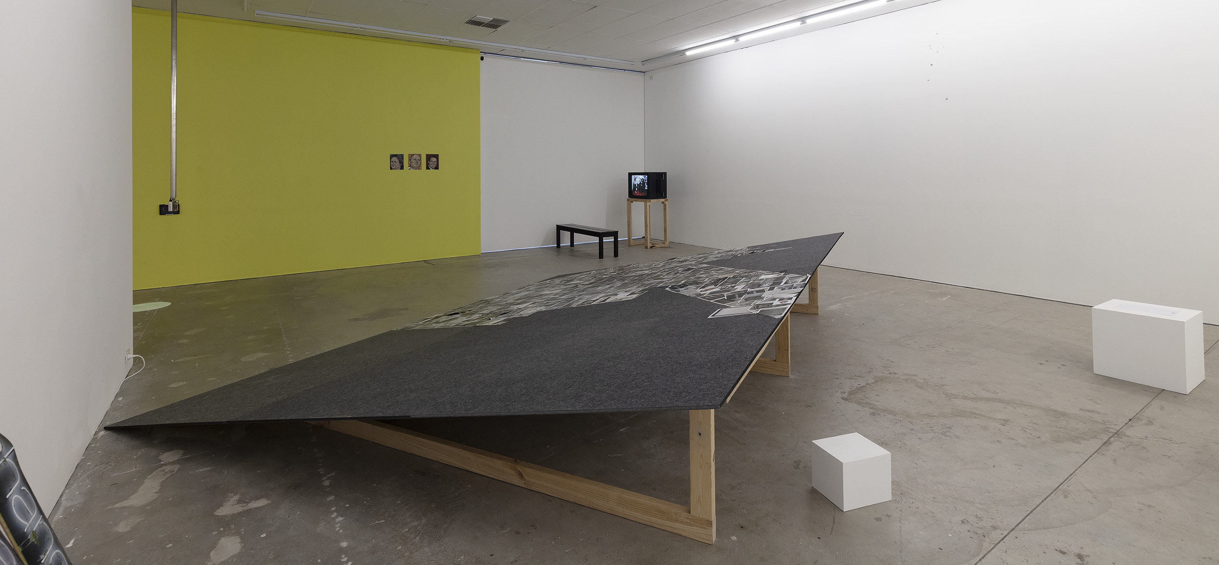 Installation view, Of Stadiums and Construction Sites (Ne change rien pour que tout soit différent), Gertrude Contemporary, Naarm Melbourne, 2025, photograph: Christian Capurro.