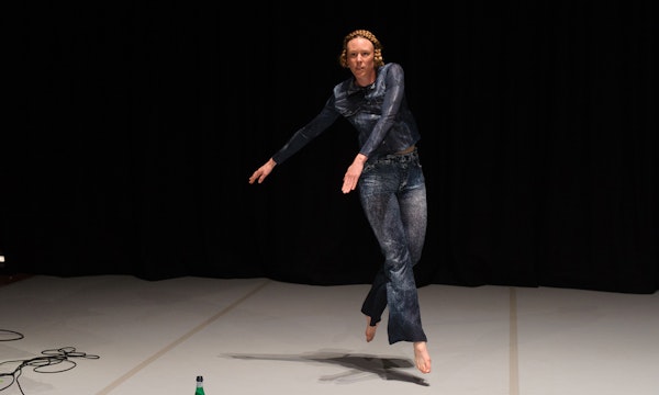 Rebecca Jensen, Slip, 2023, performance documentation, Northcote Town Hall Arts Centre, Naarm Melbourne. Performers: Rebecca Jensen, Aviva Endean and Lana Šprajcer. Photo: Sarah Walker.