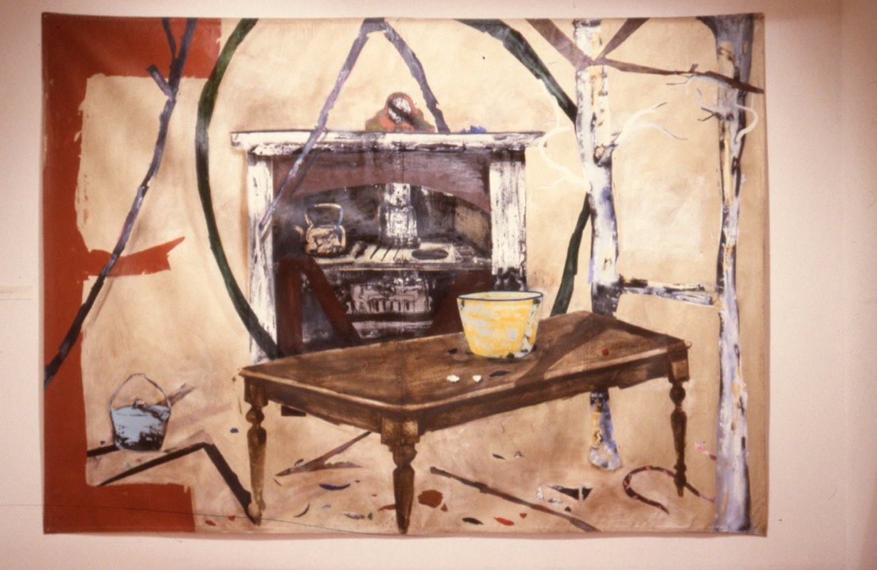 Sally Smart, Pioneer Kitchen, 1989, oil on canvas, 255x260cm. Image courtesy of Gertrude Archive.