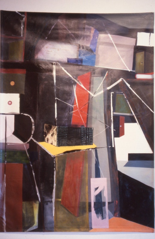 Sally Smart, Attic, 1989, oil and acrylic on canvas, 255x180cm. Image courtesy of Gertrude Archive.