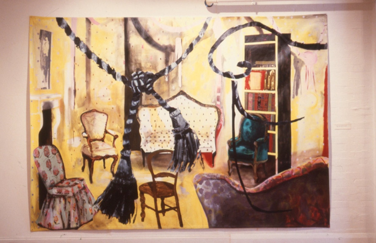 Sally Smart, The Yellow Wallpaper (Drawing Room), 1989, oil and acrylic on canvas, 255x360cm. Image courtesy of Gertrude Archive.