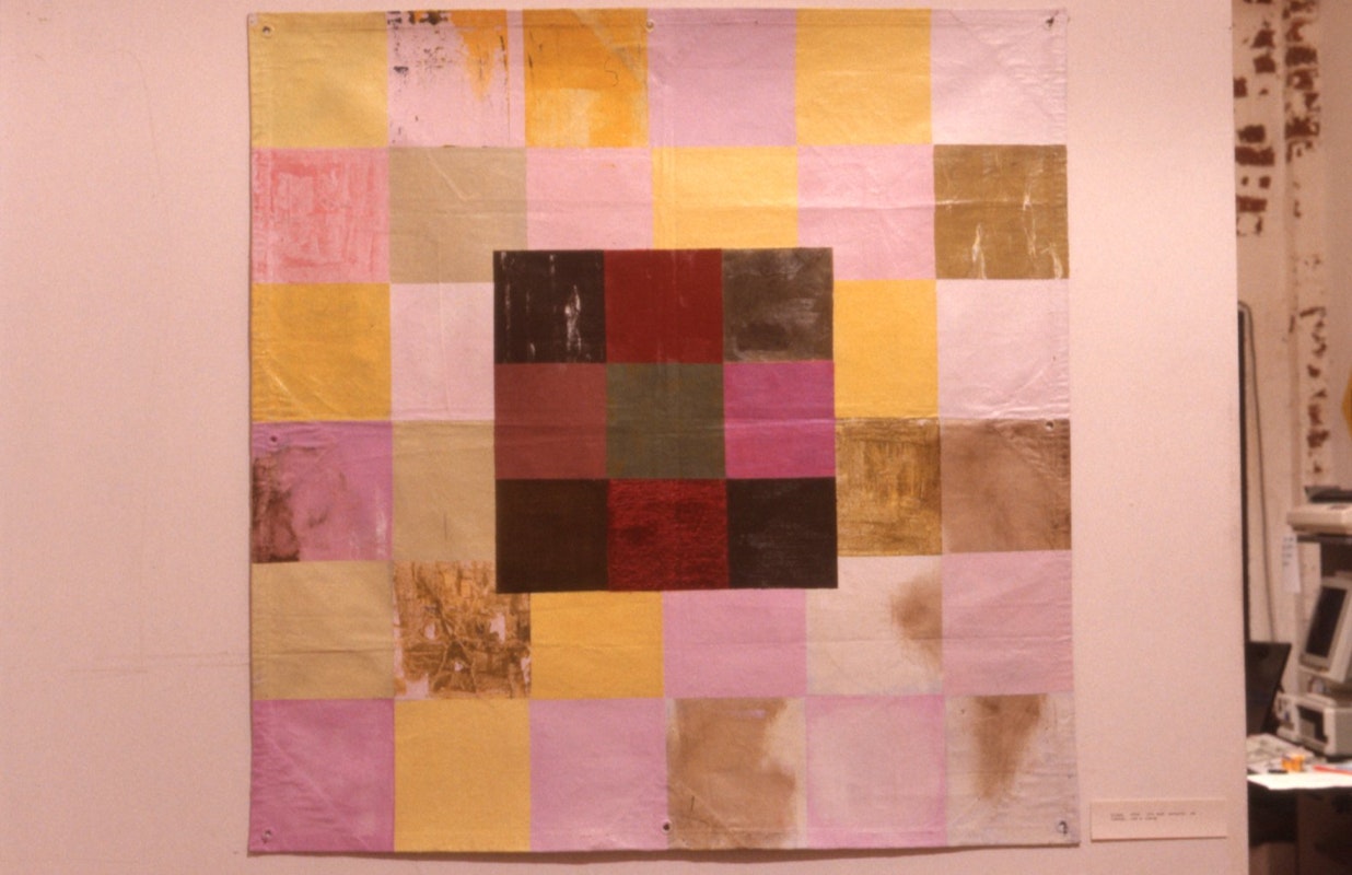 Sally Smart, Tiles, 1989, oil and acrylic on canvas, 124x124cm. Image courtesy of Gertrude Archive.