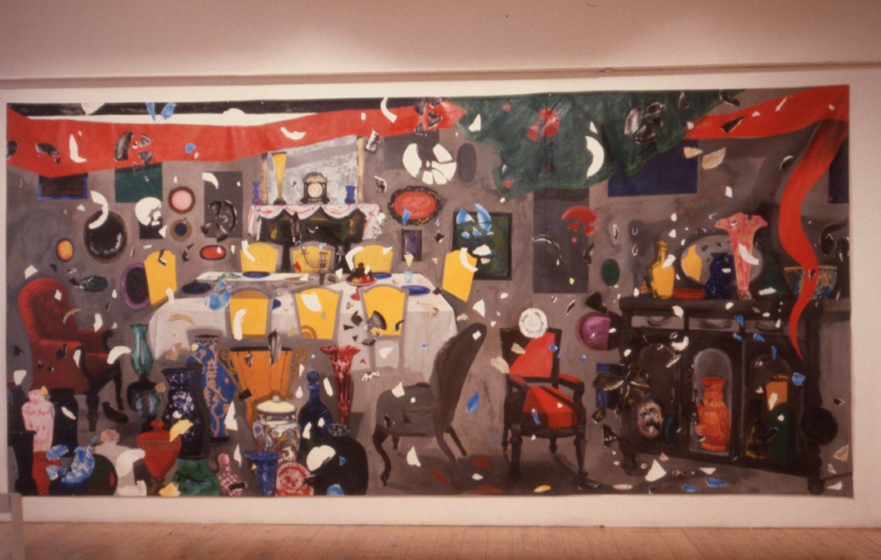 Sally Smart, Victorian Dining Room, 1989, oil and acrylic on canvas, 255x540cm. Image courtesy of Gertrude Archive.