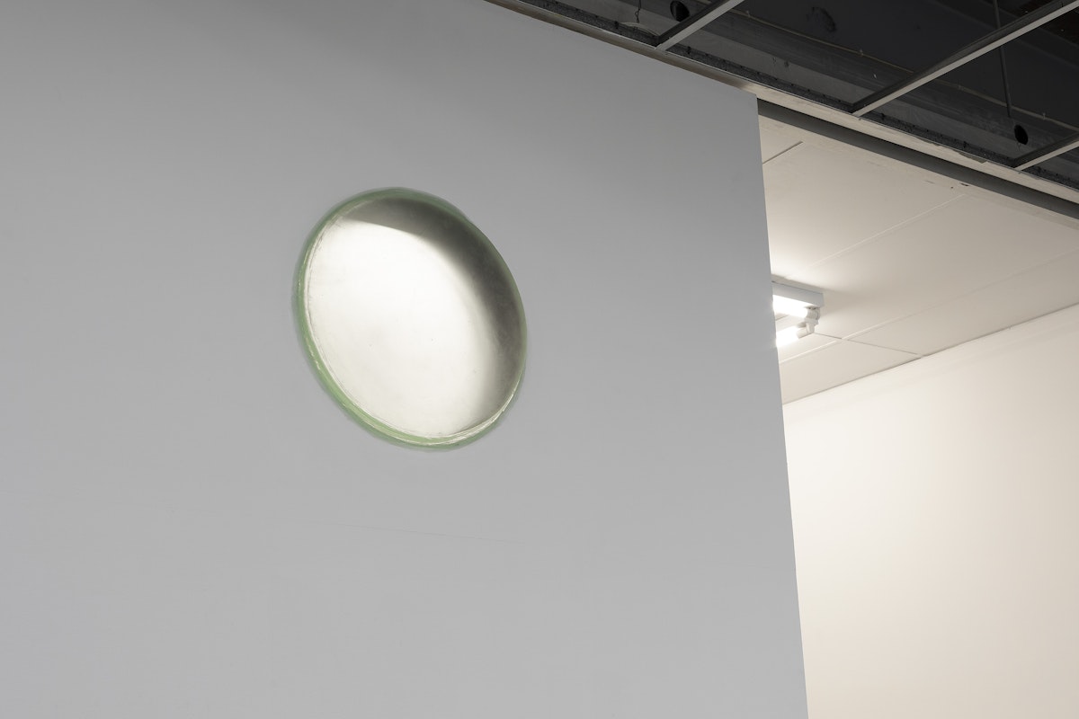 John Elcatsha, Observer / Al-Manazir 1 & 2, 2024, installation view, Bureaucracy of Feelings, Gertrude Contemporary, Naarm Melbourne, glass, image courtesy and © the artist, photograph: Christian Capurro