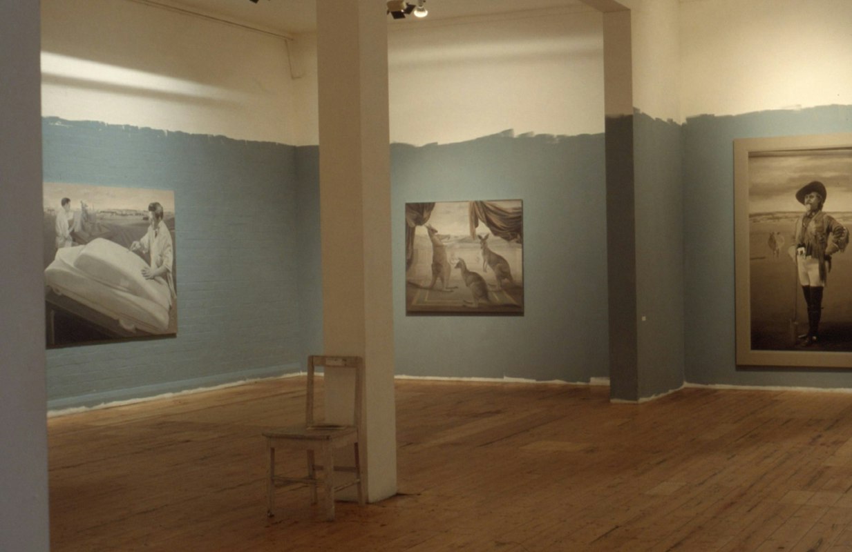 Installation View, Stephen Bush & Janet Burchill, curated by Peter Cripps, 1988. Image courtesy of Gertrude Archive.