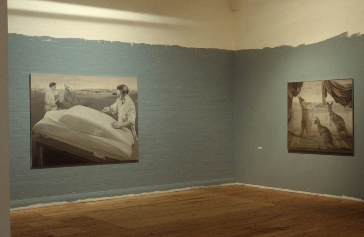 Installation View, Stephen Bush & Janet Burchill, curated by Peter Cripps, 1988. Image courtesy of Gertrude Archive.