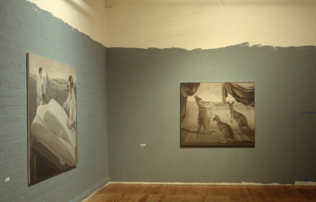 Installation View, Stephen Bush & Janet Burchill, curated by Peter Cripps, 1988. Image courtesy of Gertrude Archive.