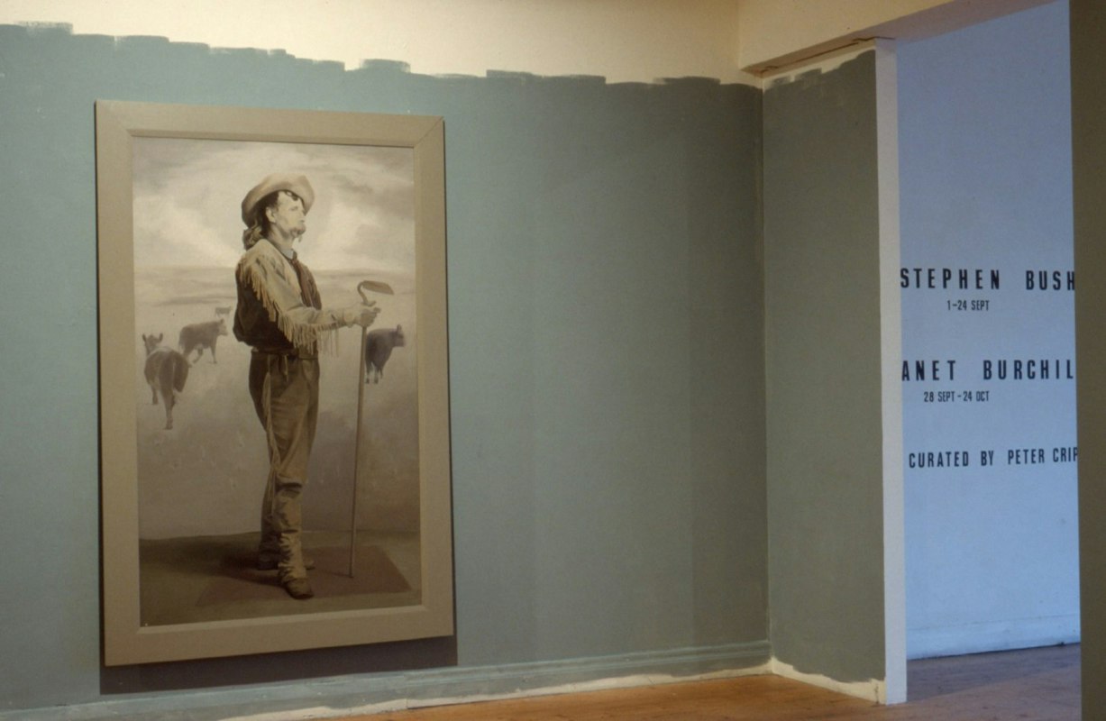 Installation View, Stephen Bush & Janet Burchill, curated by Peter Cripps, 1988. Image courtesy of Gertrude Archive.