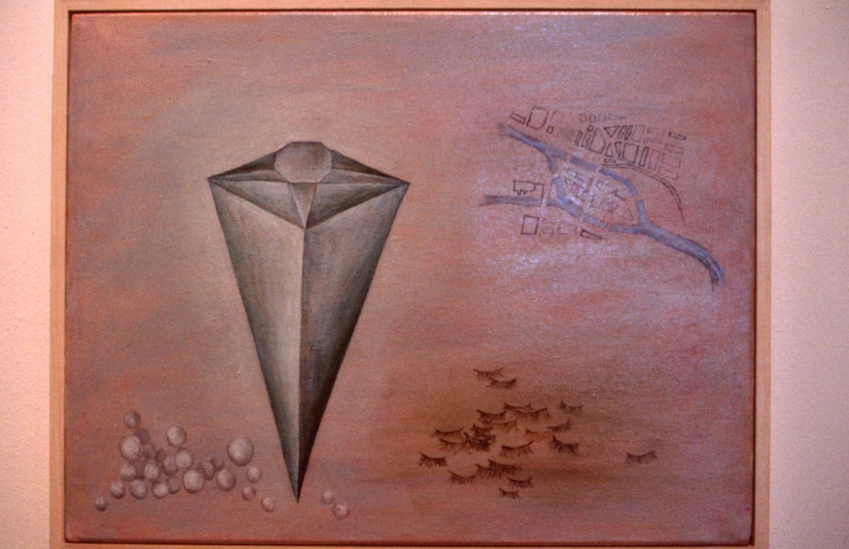 Rosslynd Piggott, Eyelashes, Jewel, and a Part of Paris, 1987, oil on canvas, 35x45.5cm. Image courtesy of Gertrude Archive.