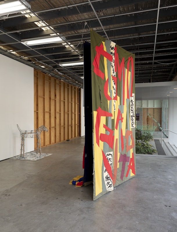 Nadia Hernández, from the series En Todo Tiempo (At All Times), 2024-2025, installation view, Various Small Fires, Gertrude Contemporary, Naarm Melbourne, 2025, textiles, image courtesy of the artist and STATION, Naarm Melbourne and Sydney © the artist, photograph: Christian Capurro