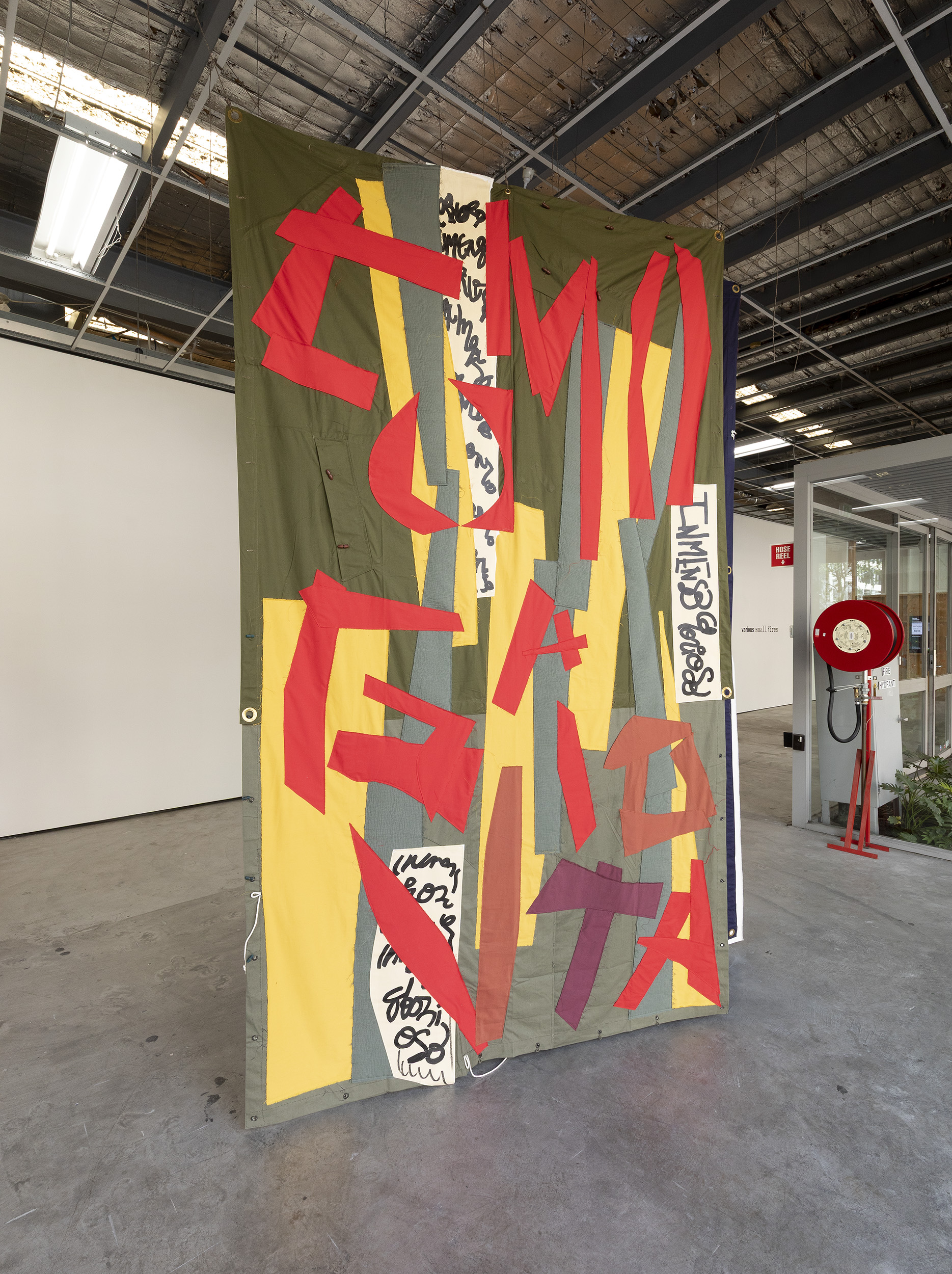 Nadia Hernández, from the series En Todo Tiempo (At All Times), 2024-2025, installation view, Various Small Fires, Gertrude Contemporary, Naarm Melbourne, 2025, textiles, image courtesy of the artist and STATION, Naarm Melbourne and Sydney © the artist, photograph: Christian Capurro