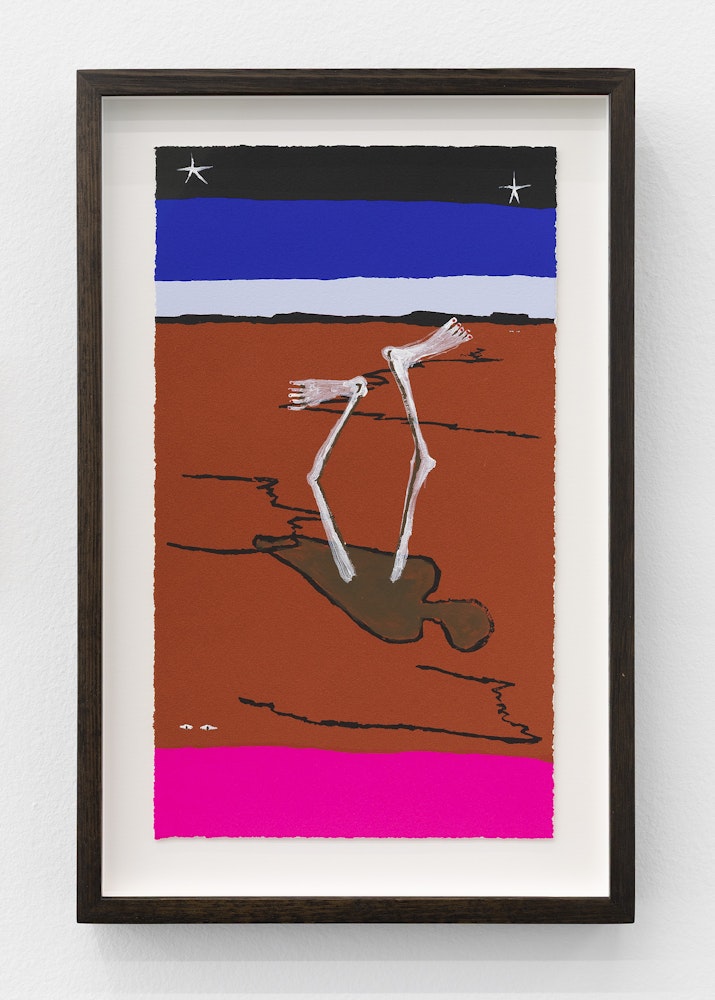 Mia Boe, When daylight fades and night invades: The portal, 2025, installation view, colour screen-print on BFK Rives 300 GSM, painted gouache elements, Editions of 15, courtesy of the artist, Sutton Gallery, Naarm Melbourne; and Roslyn Oxley9 Gallery, Sydney, © the artist, photography: Christian Capurro