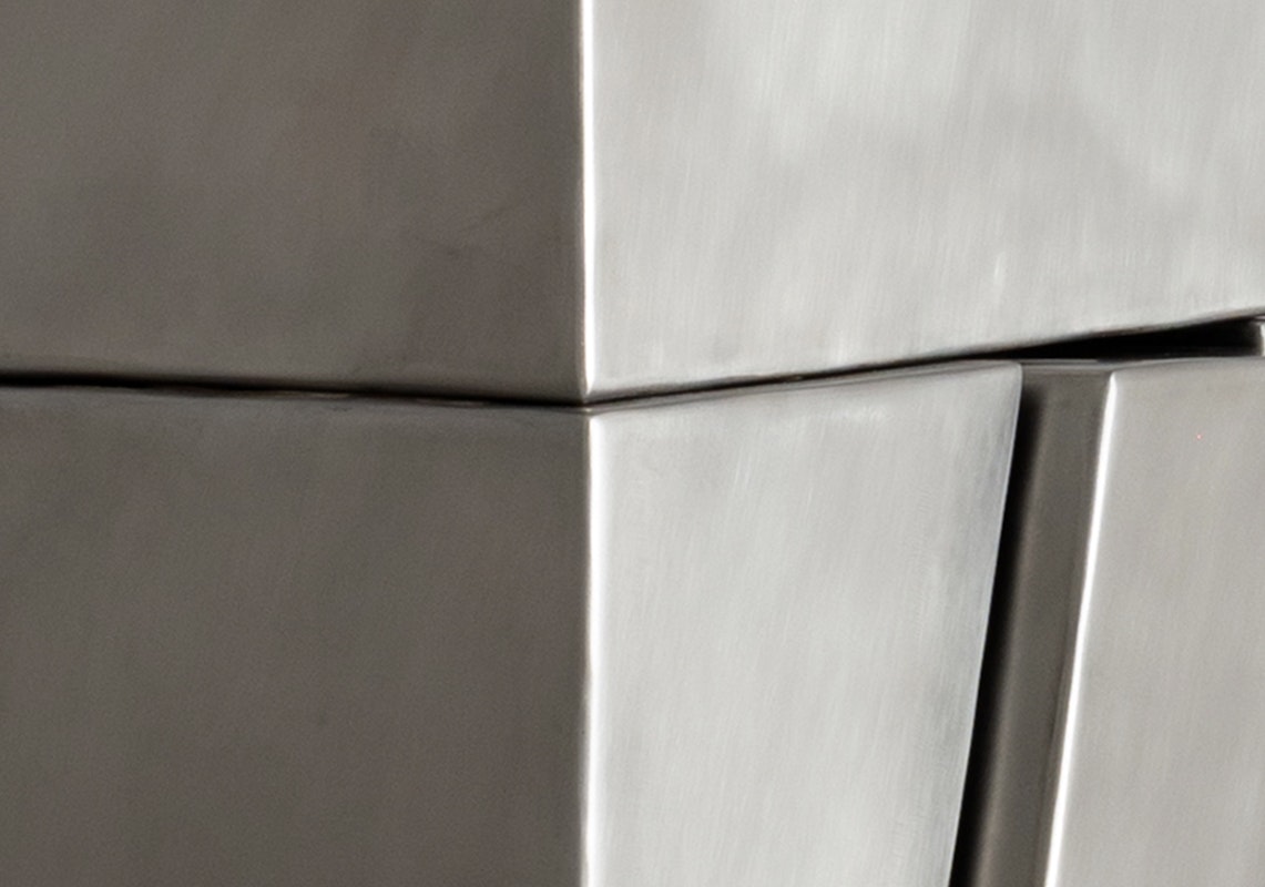 Augusta Vinall Richardson, Column (Cut and cross) (detail), 2025, stainless steel, wax, image courtesy of the artist and The Commercial, Sydney © the artist, photograph: Dane Lovett