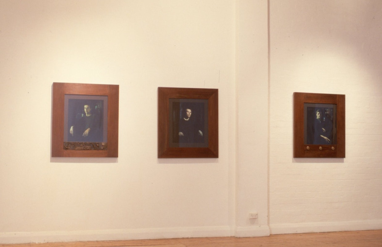 Installation view of Fiona MacDonald's Honno Soit Qui Mal Y Pense?, 1989. Image courtesy of Gertrude Archive.