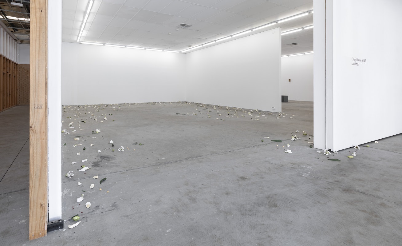 Cindy Huang, Tracing a gilded trail, 2023, installation view, Landings, Gertrude Contemporary, Naarm Melbourne, 2025, glazed porcelain, 1000 parts, image courtesy of the artist and Sumer, Tāmaki Makaurau Auckland © the artist, photograph: Christian Capurro