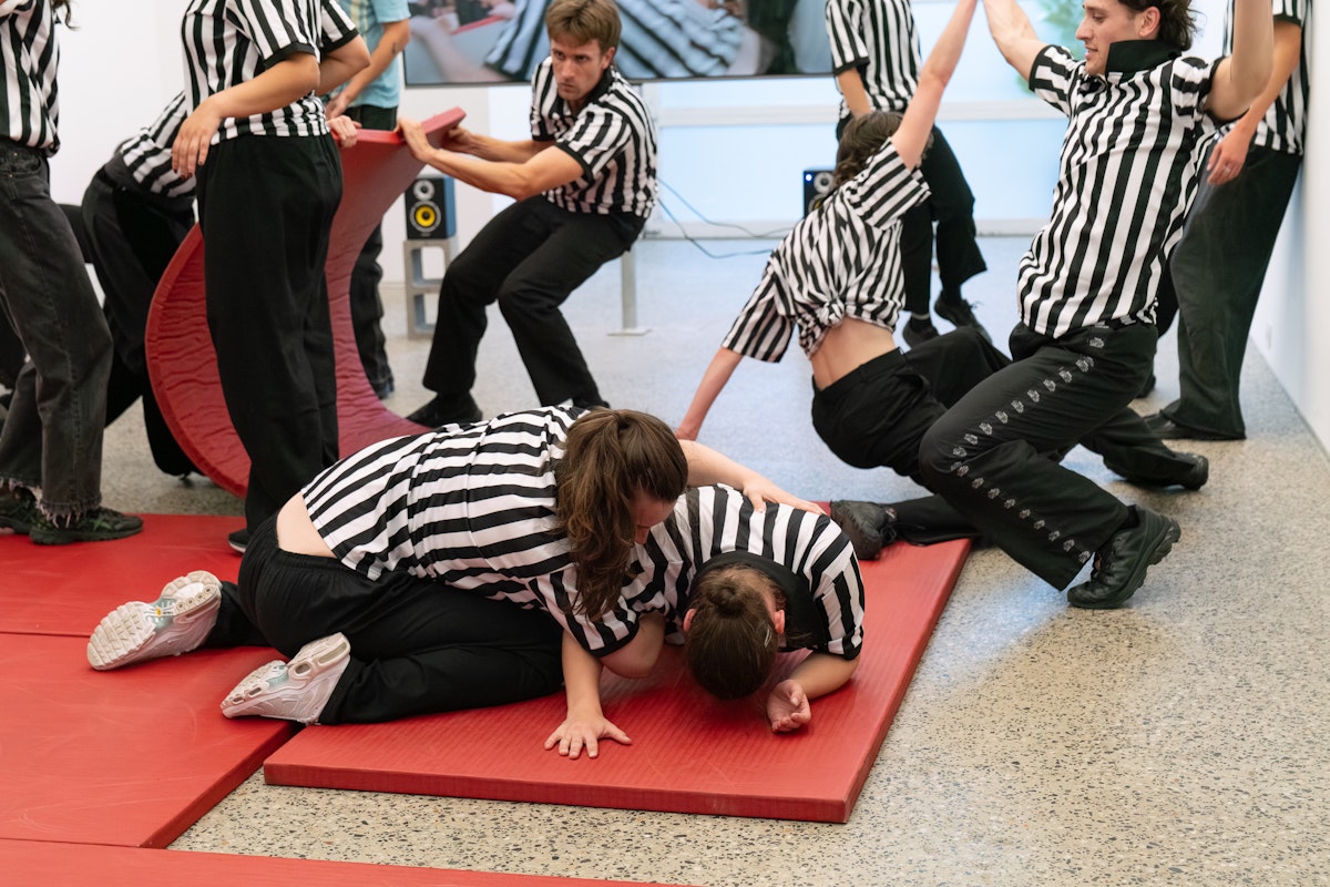 Rebecca Jensen, Marking Out, 2026, performance documentation, Gertrude Glasshouse, Naarm Melbourne, courtesy of the artist. Photograph: Machiko Abe