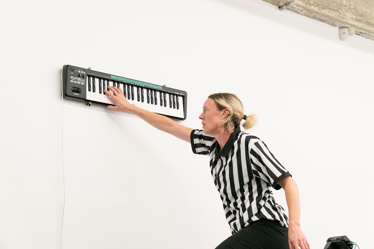 Rebecca Jensen, Marking Out, 2026, performance documentation, Gertrude Glasshouse, Naarm Melbourne, courtesy of the artist. Photograph: Machiko Abe