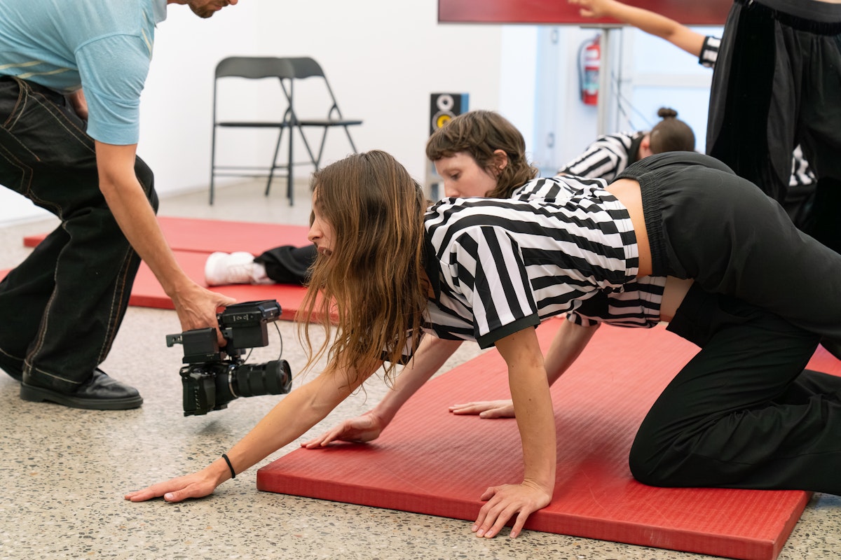 Rebecca Jensen, Marking Out, 2026, performance documentation, Gertrude Glasshouse, Naarm Melbourne, courtesy of the artist. Photograph: Machiko Abe