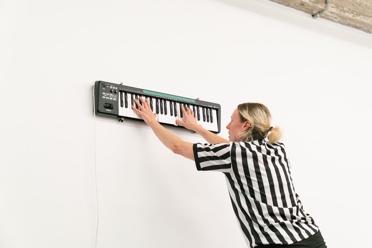 Rebecca Jensen, Marking Out, 2026, performance documentation, Gertrude Glasshouse, Naarm Melbourne, courtesy of the artist. Photograph: Machiko Abe