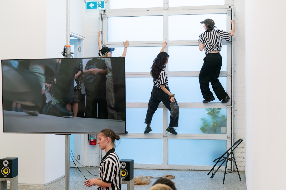 Rebecca Jensen, Marking Out, 2026, performance documentation, Gertrude Glasshouse, Naarm Melbourne, courtesy of the artist. Photograph: Machiko Abe