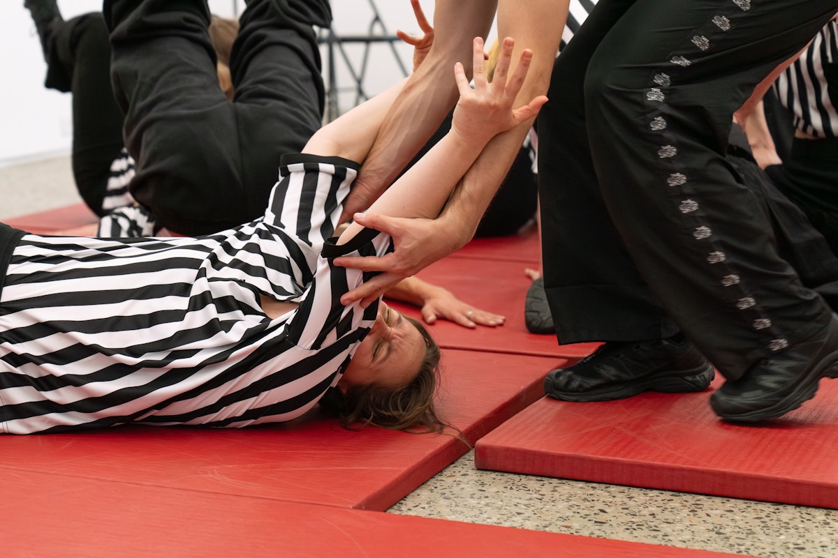 Rebecca Jensen, Marking Out, 2026, performance documentation, Gertrude Glasshouse, Naarm Melbourne, courtesy of the artist. Photograph: Machiko Abe