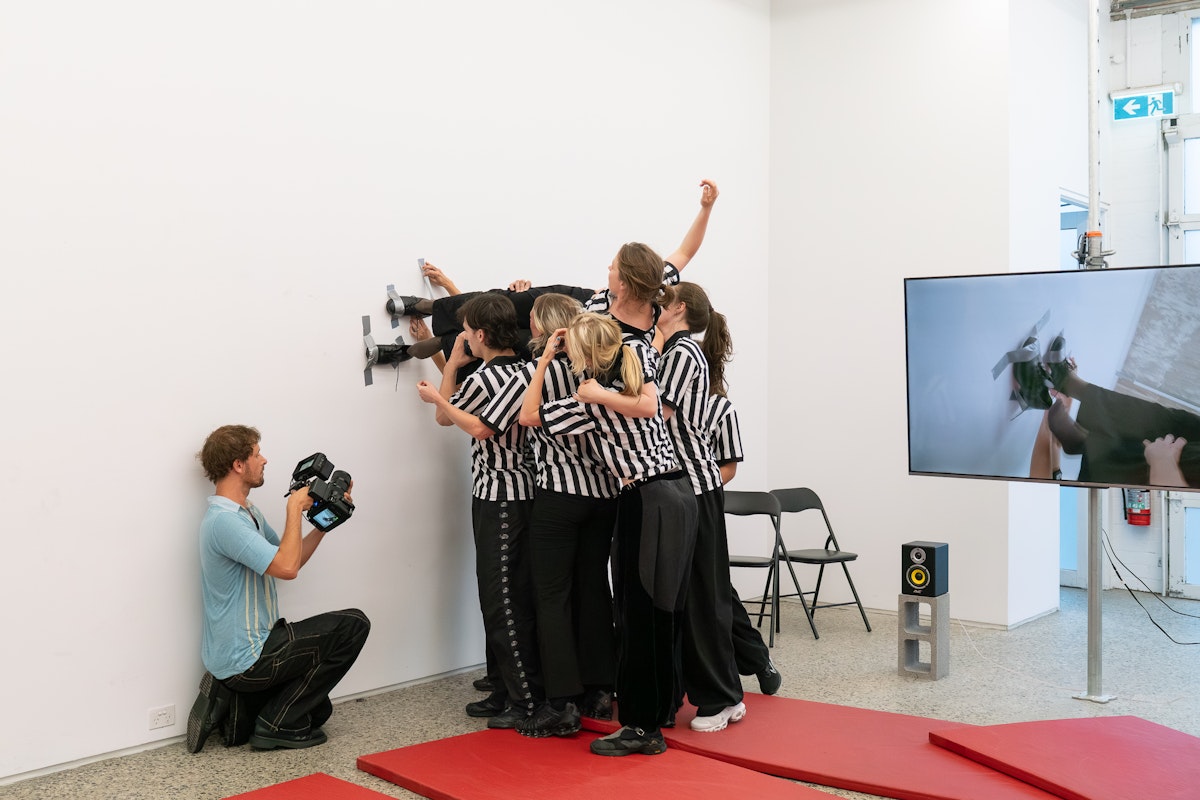 Rebecca Jensen, Marking Out, 2026, performance documentation, Gertrude Glasshouse, Naarm Melbourne, courtesy of the artist. Photograph: Machiko Abe