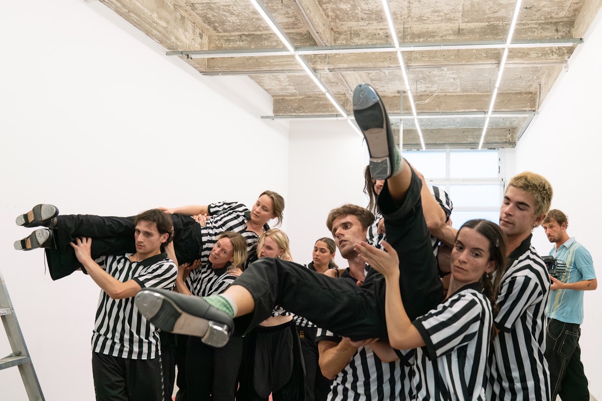 Rebecca Jensen, Marking Out, 2026, performance documentation, Gertrude Glasshouse, Naarm Melbourne, courtesy of the artist. Photograph: Machiko Abe