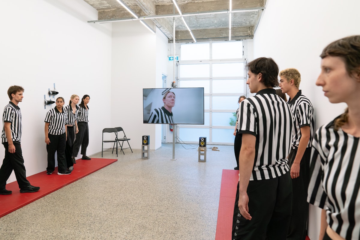 Rebecca Jensen, Marking Out, 2026, performance documentation, Gertrude Glasshouse, Naarm Melbourne, courtesy of the artist. Photograph: Machiko Abe