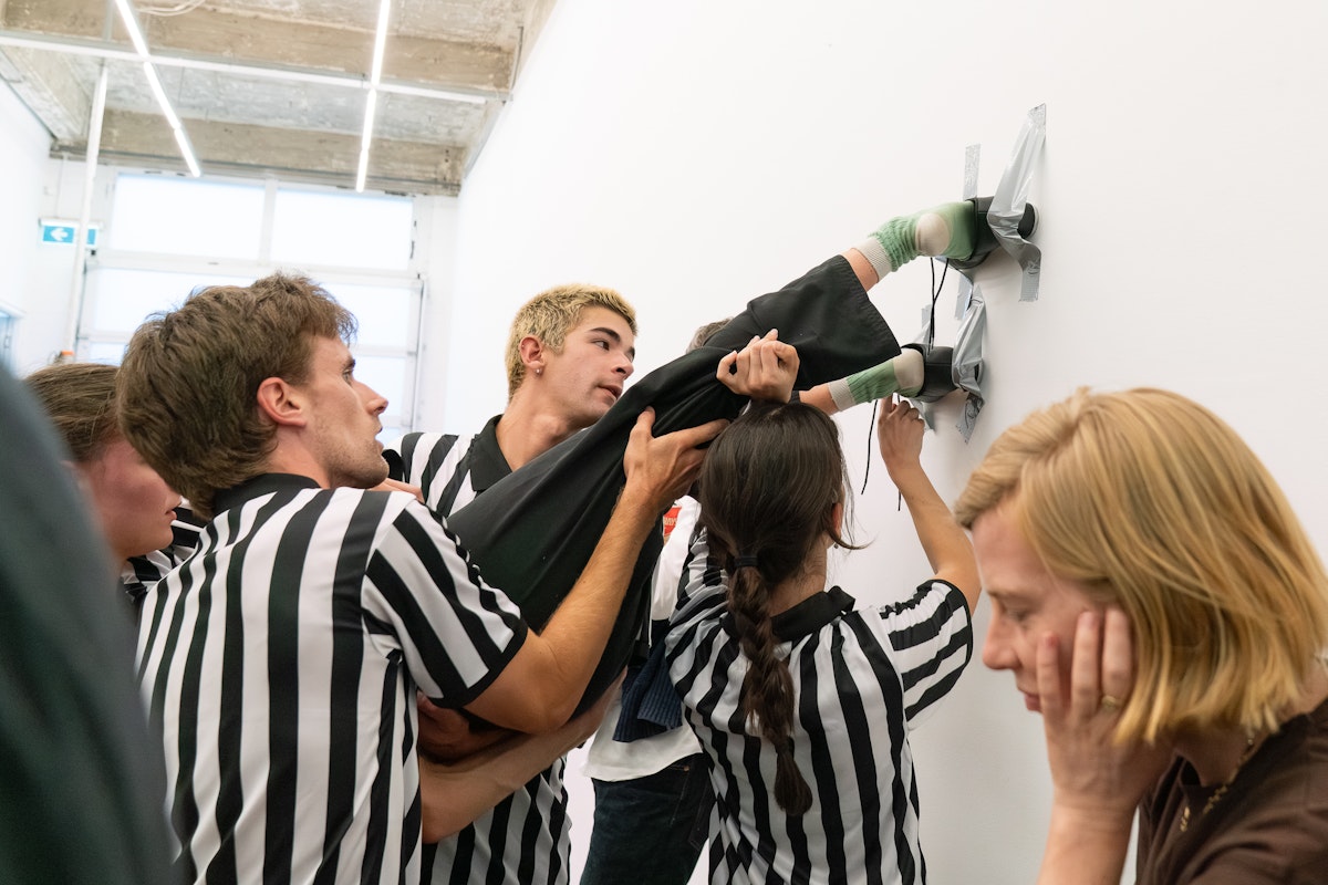 Rebecca Jensen, Marking Out, 2026, performance documentation, Gertrude Glasshouse, Naarm Melbourne, courtesy of the artist. Photograph: Machiko Abe